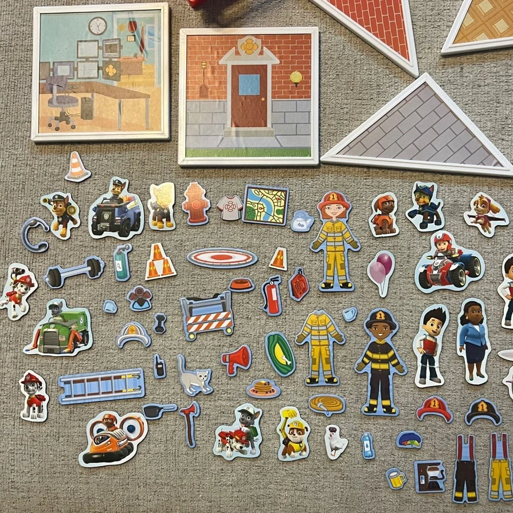 Melissa & Doug Magnetivity Fire Station Magnetic Building Set 74pc + Paw Patrol